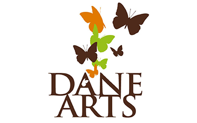 Three color, stacked Dane Arts logo